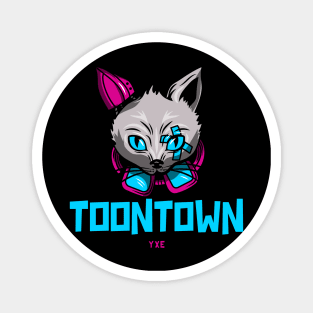 Cyberpunk Feline Fusion Town town YXE Logo Design Magnet